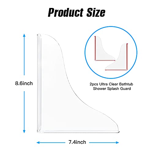 Tiga 2 Pieces Bathtub Shower Splash Guard, Bathroom Bath Tub Splash Guards with 3M Super Viscose, Perfectly Matched to Shower Curtain Weights