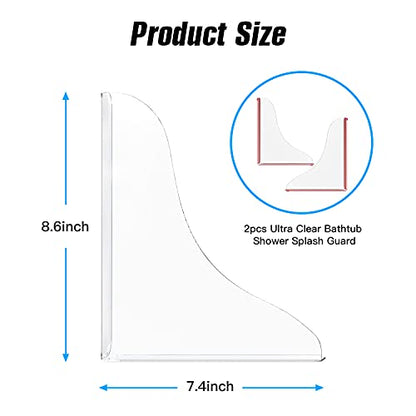 Tiga 2 Pieces Bathtub Shower Splash Guard, Bathroom Bath Tub Splash Guards with 3M Super Viscose, Perfectly Matched to Shower Curtain Weights