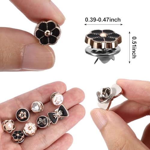 194pcs Pearl Brooch Buttons, No Sew Instant Removable Reusable Cover Up Buttons Pins, Rhinestone Brooch Pins for Women Fashion, Replacement Safety Button for Pant Waist Shirt Dress Sweaters Coat Shawl