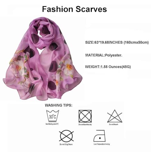 Pokeedioty Scarfs for Women Lightweight Fashion Scarves Elegant Floral Pattern Sheer Scarfs Sunscreen Shawls Wraps - color: P 052
