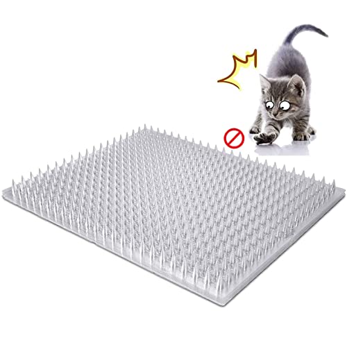 8 Pack Cat Deterrent Outdoor/Indoor Scat Mat, Pet Deterrent Training Mats, Keep Cats/Dogs Away Plastic Mats with Spikes, 12 Sq.ft, 16 x 13 Inches - size: 8 Mats