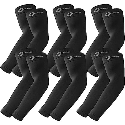 BHYTAKI UV Sun Protection Arm Sleeves, UPF 50 Sports Cooling Arm Compression Sleeves for Men Women Teenager - color: 6 Black