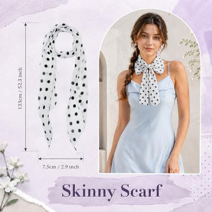 Polka Dot Scarf for Women, Chiffon Womens Scarves for Travel Date - color: White a