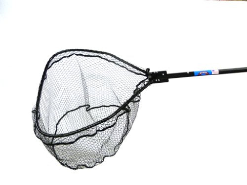 Knotless Flat Bottom Rubber Coated Net with Telescopic Octagon Handle - size: 25x25-Inch