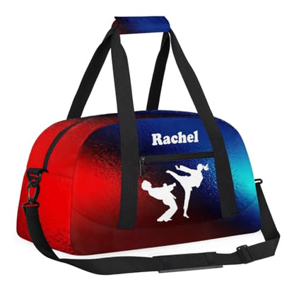 Personalized Martial Art Bag Duffel Bag for Girls, Custom Taekwondo Karate Bag Overnight Bags for Travel Weekender Practice White Battle - color: Option 2