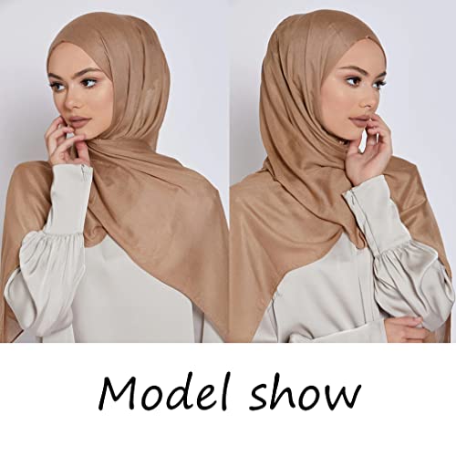 Yeieeo Women's Hijab Lightweight Breathable Solid Color Soft Cotton Hijab for Women Muslim Fashion Scarves - color: Nude