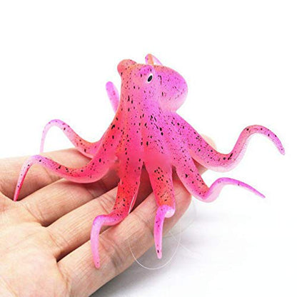 POPETPOP Aquarium Octopus Decoration, Aquarium Decorations Simulation Octopus Fish Tank Octopus Ornament Artificial Silicone Octopus with Suction Cup (Red)