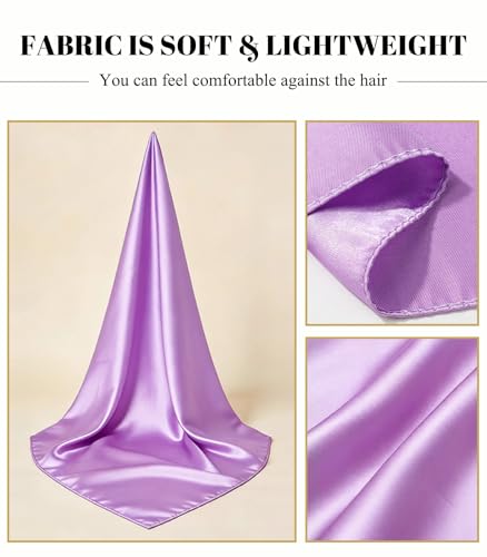 Sumolux Head Hair Scarf for Women 35" Like Satin Silk Scarf Hair Wrapping Night Bandana Large Square Scarves - color: A Solid Light Purple