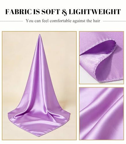 Sumolux Head Hair Scarf for Women 35" Like Satin Silk Scarf Hair Wrapping Night Bandana Large Square Scarves - color: A Solid Light Purple