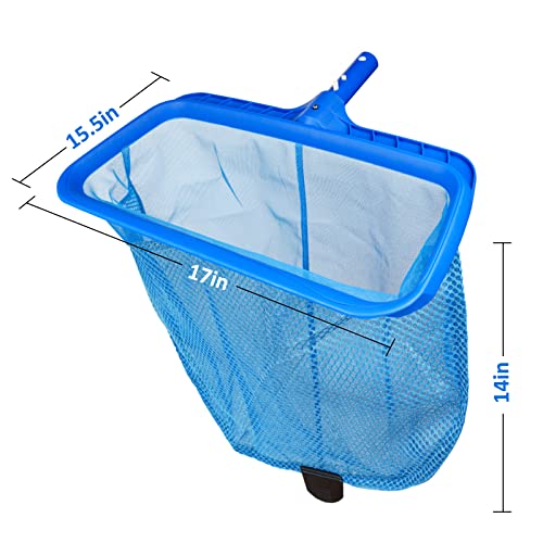 Poolvio Swimming Pool Skimmer Net, Fine Mesh Pool Leaf Rake Net with Double-Layer Deep Bag, Reinforced Frame - Swimming Pool Nets for Cleaning Finest Debris - size: Plastic Double Layer Pool Rake