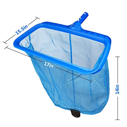 Poolvio Swimming Pool Skimmer Net, Fine Mesh Pool Leaf Rake Net with Double-Layer Deep Bag, Reinforced Frame - Swimming Pool Nets for Cleaning Finest Debris - size: Plastic Double Layer Pool Rake