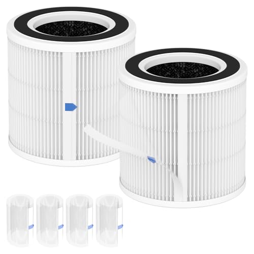 2 Pack H7129 H7128 Replacement Filter for GoveeLife Air Purifier | 3-in-1 H13 True HEPA, High-Efficiency Activated Carbon Filter, Nylon Pre-Filter for Govee Air Purifier, 4 Extra Pre-Filters
