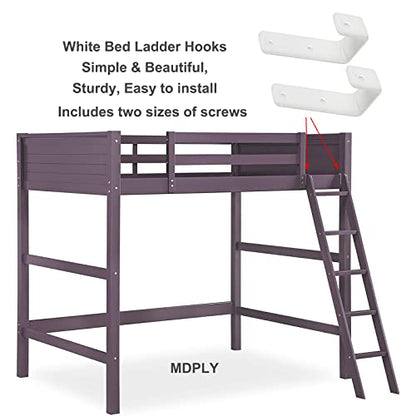 4 Pack Bunk Bed Ladder Hook, Inside 1" Kids Bunk Bed Replacement Hardware, White PVC Metal Loft Bed Ladder Hooks, Camper/Rv Bunk Ladder J Brackets with 2 Size Screws (4 Pcak, White) - color: White, size: 4 Pack