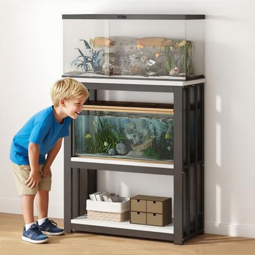 Adjustable 3-Shelf Metal Fish Tank Stand, Heavy-Duty Steel Frame Aquarium & Reptile Terrarium Shelf, Versatile Storage for Home, Office, Hotel Lobby (B, 65x35x100CM) - color: B, size: 65*35*100cm