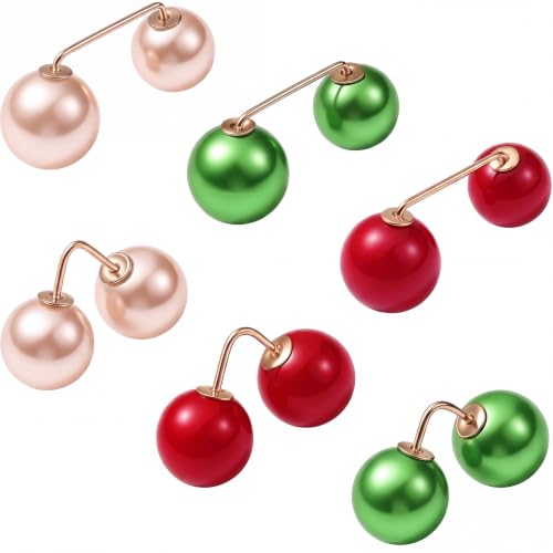 WILLBOND 6 Pcs Pearl Brooch Pins for Women - color: Green,Red,Gold