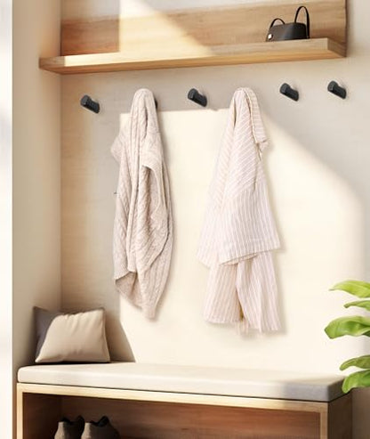 Optish Wood Wall Hooks for Hanging, 8 Pack Hat Hook for Walls, Coat Hook Wall Mount, Backpack Hooks for Walls, Bathroom Towel Hanger (Black) - color: Black