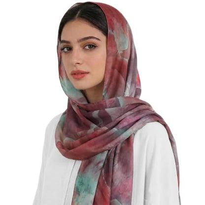 Hijab Scarf for Women Fashion Printed Modal Hijab Head Wrap Scarves Lightweight Long Scarf Shawls - color: Watercolor G