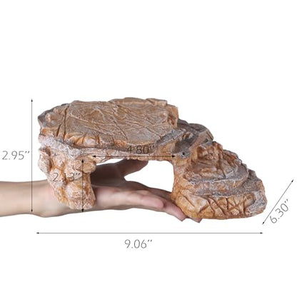 IBWell Turtle Basking Climbing Platform Aquarium Fish Tank Ornament Reptile Climbing Ramp Decorations for Salamanders Amphibians Newts, Terrace Tortoise Resting - SandyBrown - style: Sandy brown