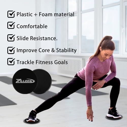 ZILLEEN Exercise Sliders for Working Out Pilates Fitness Discs 10pcs | Strength Slides for Yoga Pilates Aerobics Lunges Squats, Women & Men - color: Blue