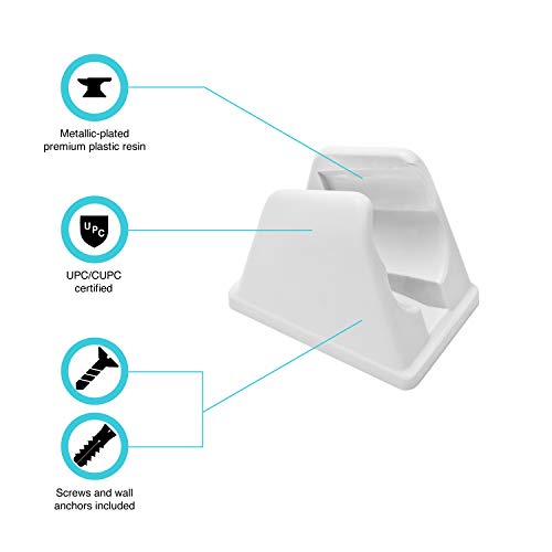 Dura Faucet DF-SA156-WT RV Handheld Shower Wand Bracket (White) | RV handheld shower wand bracket for campers, trailers, and motorhomes. White finish. - color: White