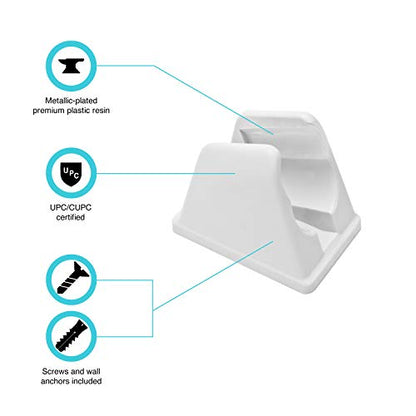 Dura Faucet DF-SA156-WT RV Handheld Shower Wand Bracket (White) | RV handheld shower wand bracket for campers, trailers, and motorhomes. White finish. - color: White