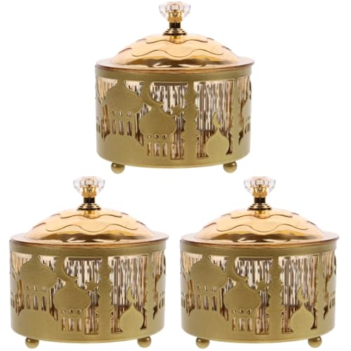 ABOOFAN Ramadan Trays with Lid 3pcs Round Eid Serving Tray Eid Mubarak Plates Food Storage Container Cookie Candy Pastry Dessert Eid Ramadan Decoration for Home