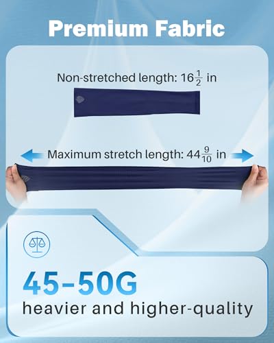 Arm Sleeves for Men Women UV Sun Protection Compression Arm Warmer Tattoo Cover Up, Sports Golf Cooling Sleeves - color: 1 Pair_navy Blue