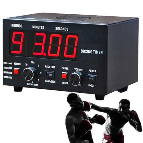 Interval Timer with LED Display - Adjustable Sound, Customizable Training Time & Repetitions for Boxing, MMA, and Kickboxing Workouts Red - color: Red