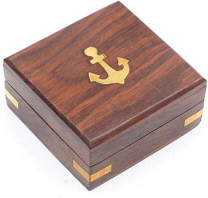 Be Strong and Courageous Do Not Be Afraid Brass Engraved Compass Black dial, with Stamped Wooden case, Birthday Gifts, Confirmation Gifts Ideas, Baptism Gifts,