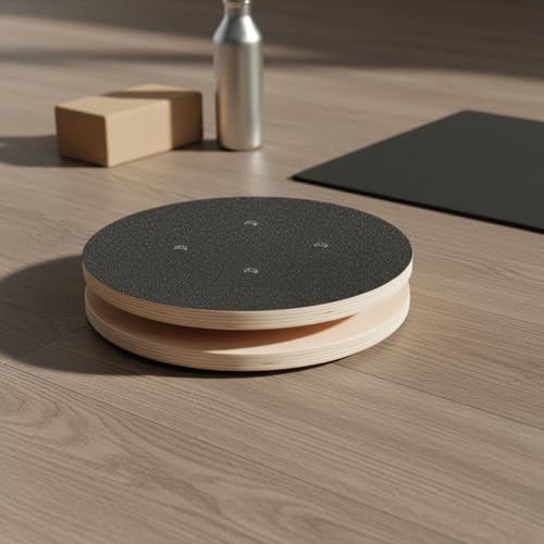 Generic Wooden Waist Rotating Disc Portable Waist Rotator Board Includes Floor Protection Mat Core Twist Disc for Indoor