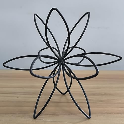 8" Black Sphere Decor, Abstract Tabletop Decorative Ball, Metal Floral Handmade Decorative Sculpture Home Decor Statues - color: Black-8in