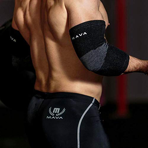 Mava Sports Elbow Sleeve Weightlifting Bamboo Charcoal Fiber Compression Support Sleeve for Tendonitis, Tennis, and Golf Elbow Relief – Reduces Elbow Joint Pain - size: X-Large