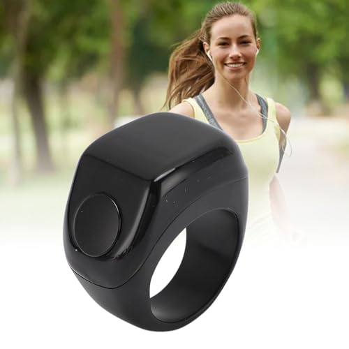 Finger Smart Tally Counter Ring, Muslim Digital Azan Alarm Clock, Vibration Reminder, Touch Control, 0.42in Screen, for Nice Islamic Gift - color: Black