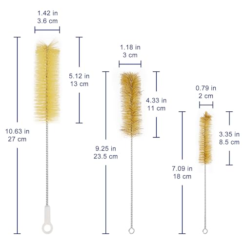 Test Tube Brushes, 10 Pack Bristle Test Tube Bottle Wash Cleaning Brushes with Radial Tufted End Suitable for Laboratory Use, Size L - size: Large