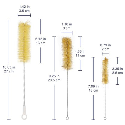 Test Tube Brushes, 10 Pack Bristle Test Tube Bottle Wash Cleaning Brushes with Radial Tufted End Suitable for Laboratory Use, Size L - size: Large