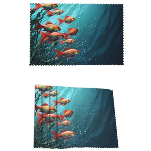 Placemats Set of 4 Heat Resistant Fish Aquarium Place mat for Dining Table Non-Slip Table Mats Desktop Protection Pad Washable Place Mats for Kitchen Dining Outdoor - color: Fish Aquarium