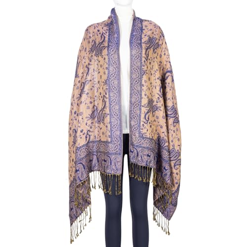 TUSHUSTY Pashmina Feel Shawls Wraps Rave Scarf for Women Soft Silky Reversible Men Scarves Hijab - color: Royal Blue