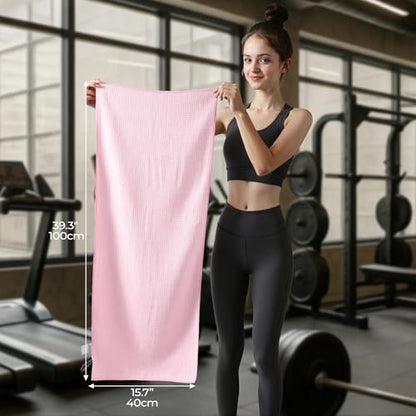 REDKISS 4 Pack Microfiber Workout Towels, Quick-Dry Gym Towels for Men, Yoga & Running, Soft Breathable, 39" x 16" - color: Pink