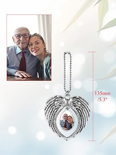 PiercingJ Custom Photo Rearview Mirror Car Charm Double Side Picture Engraving Car Hanging Ornament Angel Wing Car Charm Gift for Men Women (Silver(Water Droplet)) - color: Silver(water Droplet)-1 Pc