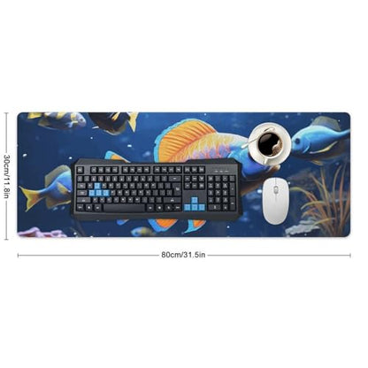 Large Size Gaming Mouse Pad Fishs Desk Mat Non-Slip Base Waterproof Desktop Writing Pad for Office Home - color: Fishs, size: 30x80cm