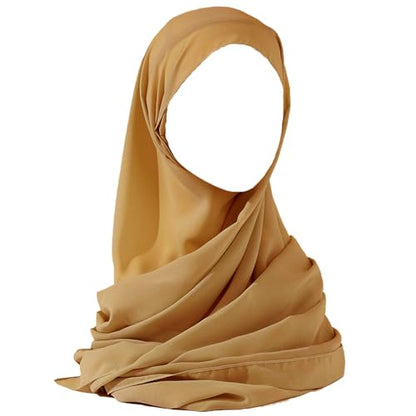 Chiffon Hijab Scarf Head Wrap Lightweight Scarves for Women Pashmina Shawls and Wraps for Evening Dresses Solid Color - color: Yellow 17#