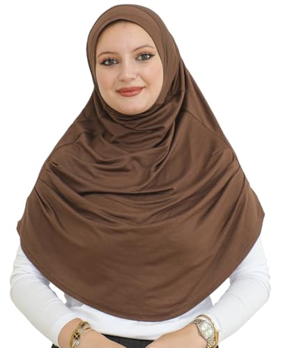Prien Ready To Wear Hijab For Women, Instant Turban, Soft Muslim Scarf For Prayer, Long Hijabs, Islamic Clothes, Jersey Abaya - color: Brown