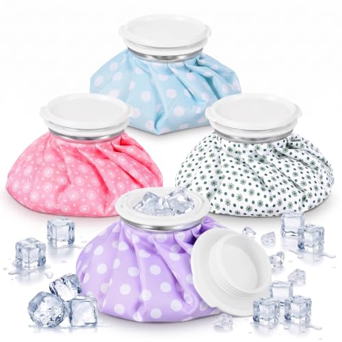 Honoson 4 Pack Reusable Ice Pack and Hot Water Bag for Adults for Hot & Cold No-Leak Elastic Breathable Ice Bag(Polka Dots Style) - style: Polka Dots Style