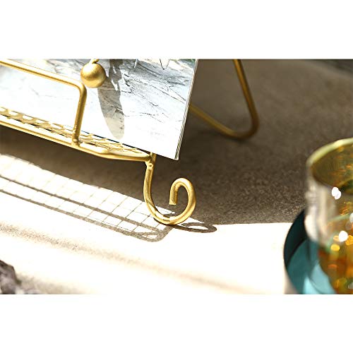 Jemeni Cookbook Stand for Kitchen, A Recipe Easel is Metal Birdcage Shaped | Metal Cookbook Stand with 2 Weighted Chains, Gold