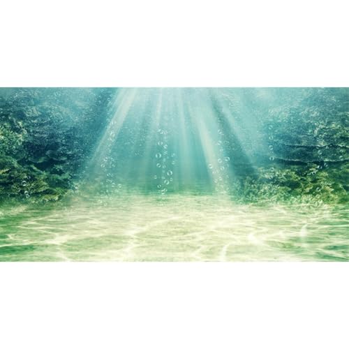 48x18 inches Aquarium Backdrop Underwater Ocean Floor Fish Tank Background | AWERT Aquatic Plant Bubble Polyester Terrarium Background - size: 48x18in/120x45cm