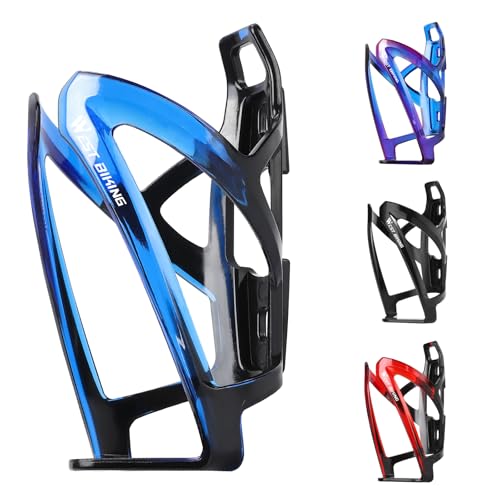 West Biking Bike Water Bottle Cages Ultra-Light Durable PC Bicycle Bottle Holder with Screws Tool, Easy Installation Bicycle Drink Cup Holders Cycling Kettle for MTB Road Bikes - color: Black blue