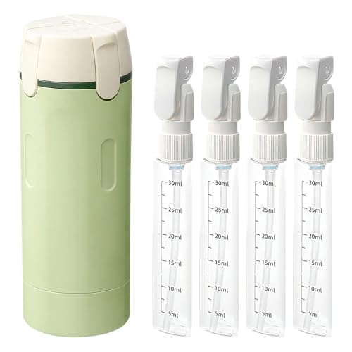 4 in 1 Travel Dispenser Bottles Refillable, 4 Pack 30ML Travel Bottles for Toiletries, Travel Size Shampoo and Conditioner Bottles,for Vacation Business Trip (Green)