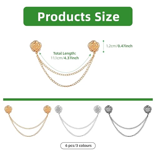 Magnetic Clips for Clothing - 6 Pcs Strong Hijab Magnets, No Damage Shirt & Sweater Clip, Adjustable Pant Hem Cincher with Chain for Women