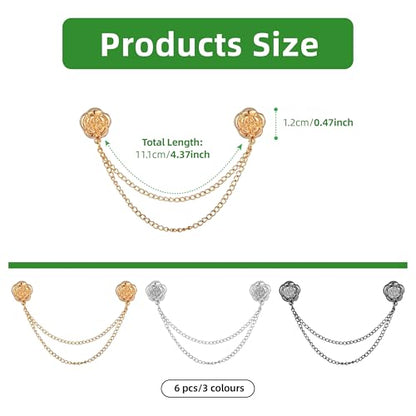 Magnetic Clips for Clothing - 6 Pcs Strong Hijab Magnets, No Damage Shirt & Sweater Clip, Adjustable Pant Hem Cincher with Chain for Women