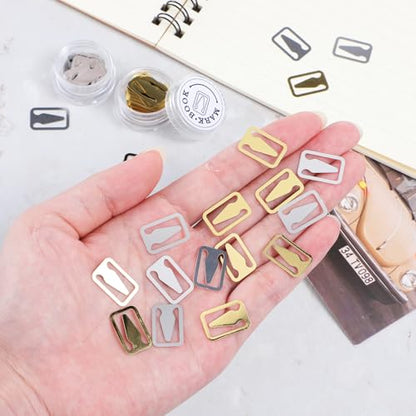 100Pcs Book Line Markers, Gold/Silver Metal Bookmarks Tin Mixed Metals Book Page Markers Book Marker Clips Book Annotation Supplies for Teachers, Students, Readers